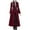 Burgundy, variant on IROINNID Maxi Dress for Women Lace Patchwork Medieval Round Neck Zipper Slimming Long Sleeve Dresses ,Black