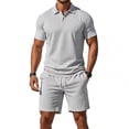 thumbnail image 5 of TaTaai Mens Two Piece Set Mens Solid Color Short Sleeve Shirt with Drawstring Shorts Casual Sports Summer Set Gift, 5 of 6