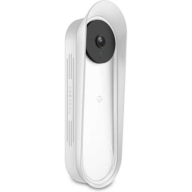 CaseBot Cover for Nest Doorbell (Battery) 2021, Weatherproof Protective Silicone Doorbell Skin Case, Not Compatible with Nest Hello Video Doorbell (Wired), White