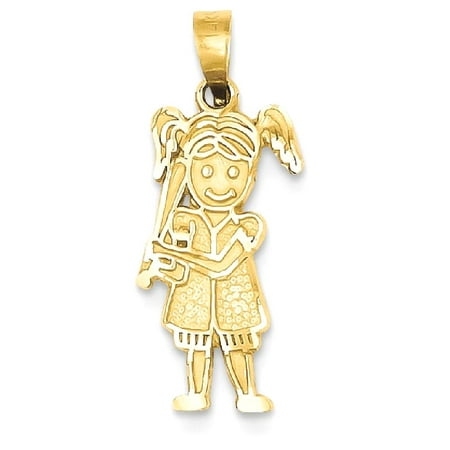 Player Charm 14kt Gold Jewelry - IceCarats 14k Yellow Gold Girl Baseball Player Pendant Charm Necklace Sport Baseball/softball Fine Jewelry Gift Set For Women Heart