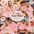 thumbnail image 4 of LuckyApr Wearable Blanket,Hoodie Blanket Oversized Sherpa Blanket for Adult(Pink), 4 of 8