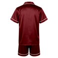 thumbnail image 6 of Cozy Couple Pajamas Set Short Sleeve Collar Button Down Tops with Side Slit Short Pants Sleepwear for Women Wine,XL, 6 of 7