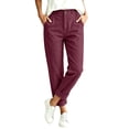 thumbnail image 6 of Hueook Womens Golf Pants Lounge Work S High Waisted Straight Leg Cotton and Linen Pants with Flared Casual Point Pocket Pants Hot Pink M, 6 of 8