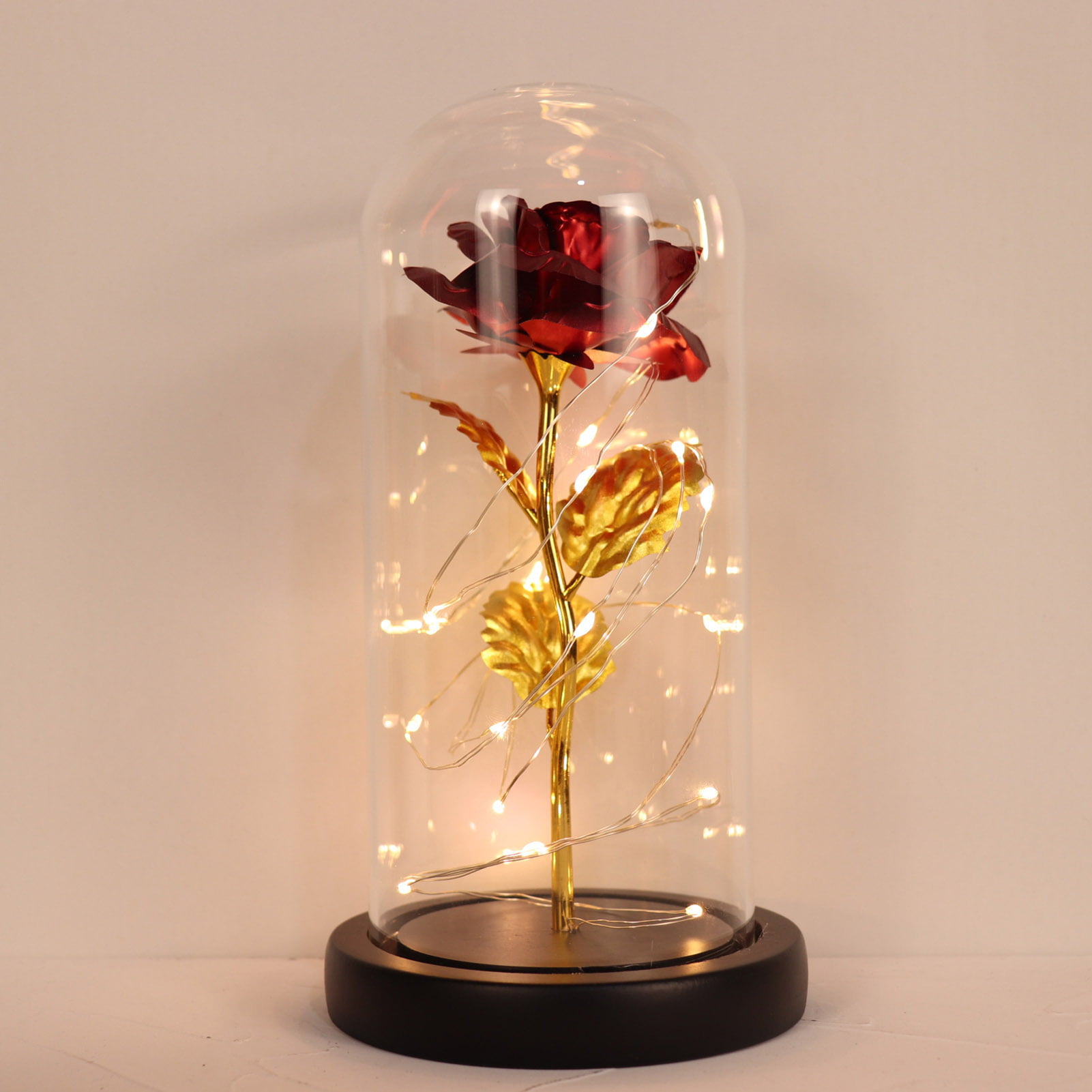 Beauty and The Beast Rose Valentines Day Flowers The Bionic Flower Gold Foil Rose Birthday Gift Glass Cover Mother's Day Chinese Valentine's Day Decorations 