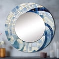 thumbnail image 1 of Designart "Constructing Blue Realms in Blue and Gold IV" Abstract Shapes Rund Mirror For Wall Decor - Large Blue Round Printed Mirror - Coastal Round Mirror 23" x 23" Inch, 1 of 5