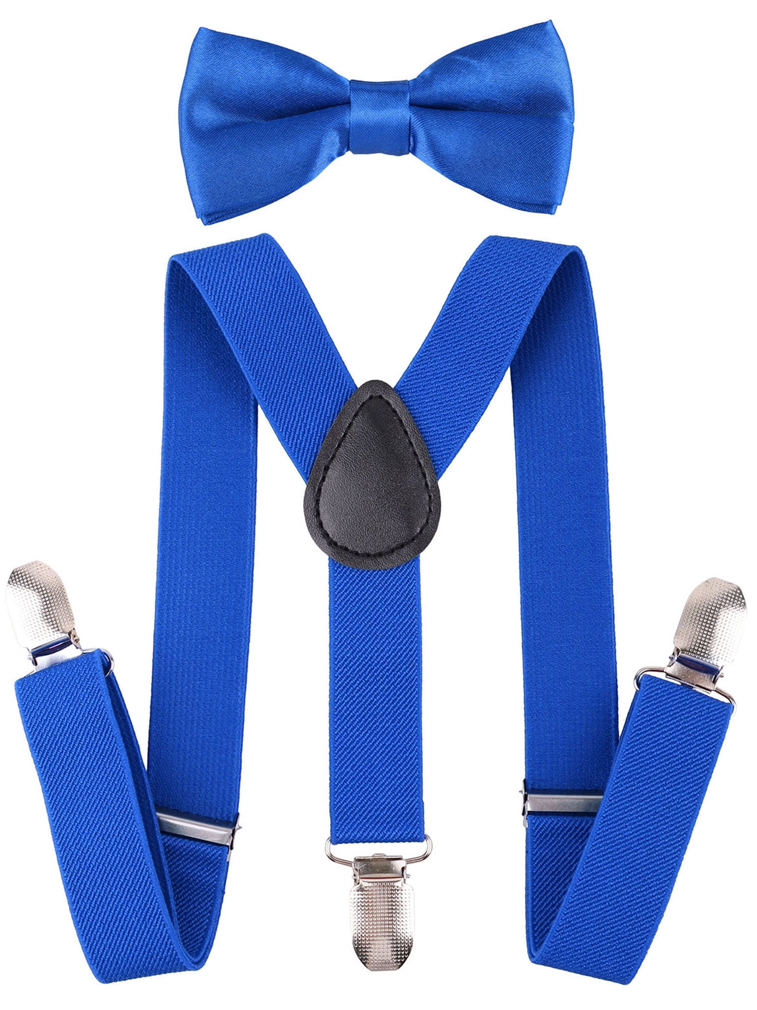 Adjustable Elastic Suspender with Bow Ties for Boys Girls, Royal Blue