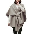 thumbnail image 2 of Womens Large Front Poncho Sweater Wrap Topper Knitted Elegant Shawls Cape for Fall Winter, 2 of 5