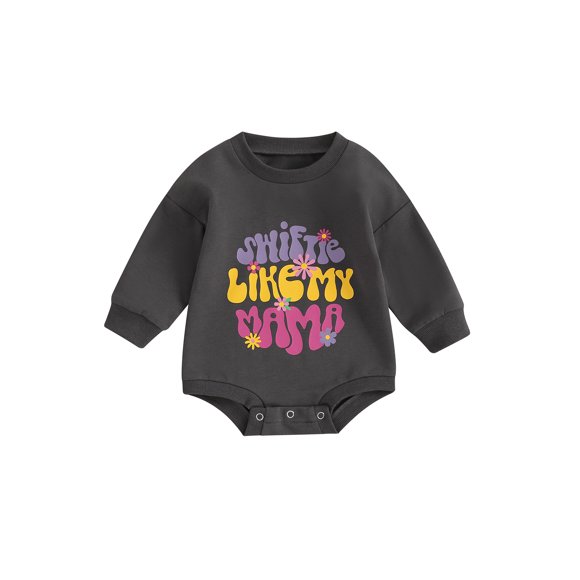 ZAXARRA Baby Girls Sweatshirt Romper Floral Letter Print Long Sleeve Jumpsuits for Newborn Infant Toddler Cute Clothes