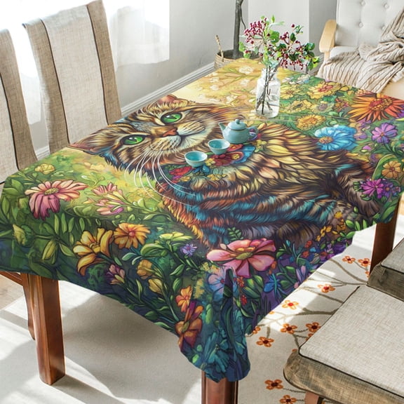 BZSMCE Square Tablecloth Radiant Floral Companion Pattern Tableclothes