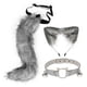 thumbnail image 5 of Diadema con orejas de gato y cola larga para disfraz de Halloween Gris, 5 of 9