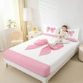 thumbnail image 4 of Feelyou Kawaii Pink Bow-tie Queen Sheet Sets for Kids, Cartoon Dreamy Bowknot Flat Sheet, Cute Princess Style Queen Fitted Sheet, Super Cozy Room Decor, 4 Pieces, 4 of 7