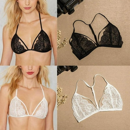 Sexy Women Floral Lace Bra Black Lingerie Bustier Sheer Bralette Unpadded Camis Sleepwear