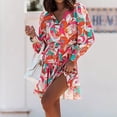 thumbnail image 4 of EQWLJWE Robes pour Femmes Robes pour Femmes 2023 Mode Féminine Décontractée Été Mince Imprimé Manches Longues Col en V Ourlet à Volants Robe Jupe Courte, 4 of 9