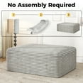 thumbnail image 6 of Large Oversized Ottoman Bench for Living Room, Extra Seating & Coffee Table for Sofa, Plush Corduroy Pouf Footrest, No Assembly Needed, Rectangle Floor Ottoman, (Oyster White), 6 of 11