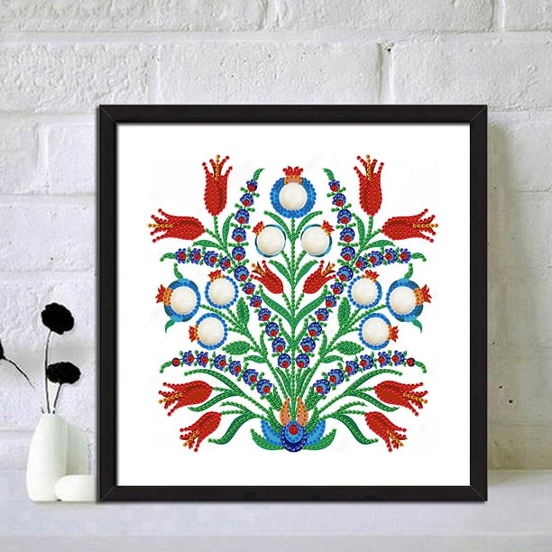 Cuadros Decorativos Pieza de bricolaje 5D Taladro en forma especial Dibujo de paja con flores de diamante MX071 Ehuebsd embutido en tela