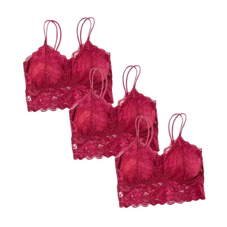 

3 Pcs Women s Lace Convertible Strap Gentle Easy Comfort Strappy Bras Everyday Wear Everyday Wear Sports Bras for Women Wine M