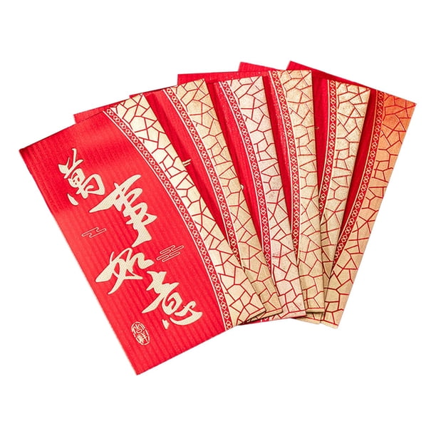 6 sobres rojos de Año Nuevo, sobres creativos Hongbao, sobres de la suerte Estilo D