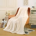 thumbnail image 6 of Djunllk Throw Blanket - Beige Microfiber Ultimate Cozy Soft Blanket, Breathable Fluffy Blanket All Season Use, 39.3" x 59.0", 6 of 7