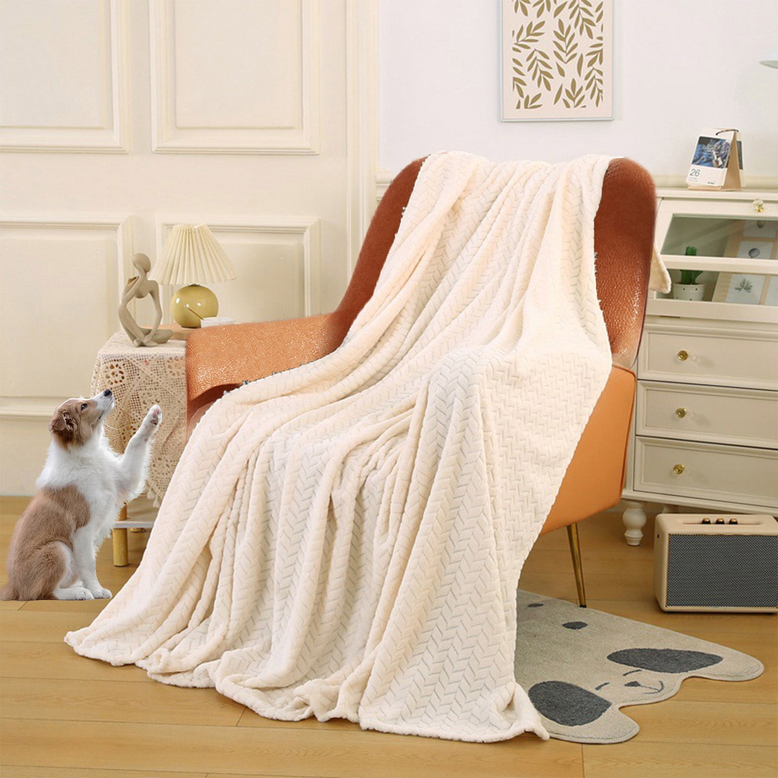 Drppepioner Plush Blanket Ultra Soft Plush Warm Blanket Lightweight Soft Comfortable Luxurious Decorative Striped Blanket Suitable for Beds and Sofas