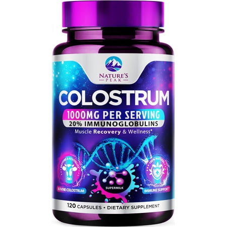 Bovine Colostrum Supplement 1000mg - with 20% Immunoglobulins (IgG) for Immunity & Immune Support, Energy & Gut Health, SP Colostrum Powder Pills, Gluten Free, Non-GMO & Bottled in USA - 120 Capsules