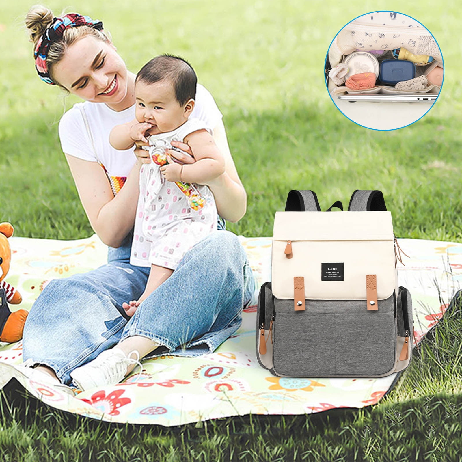 Usloyux Diaper Bags For Mom, Large Capacity Backpack With Insulated Bottle Pockets And Portable Changing Pad, Multifunctional Maternity Bag For Travel, Hospital, Daycare, Nursing And On-The-Go