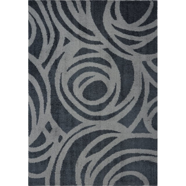 Ladole Rugs Stylish Modern Abstract Victoria Contemparory Elegent Soft Shag Shaggy Grey Area Rug Carpet 5x8 (5'3" x 7'6", 160cm x 230cm)