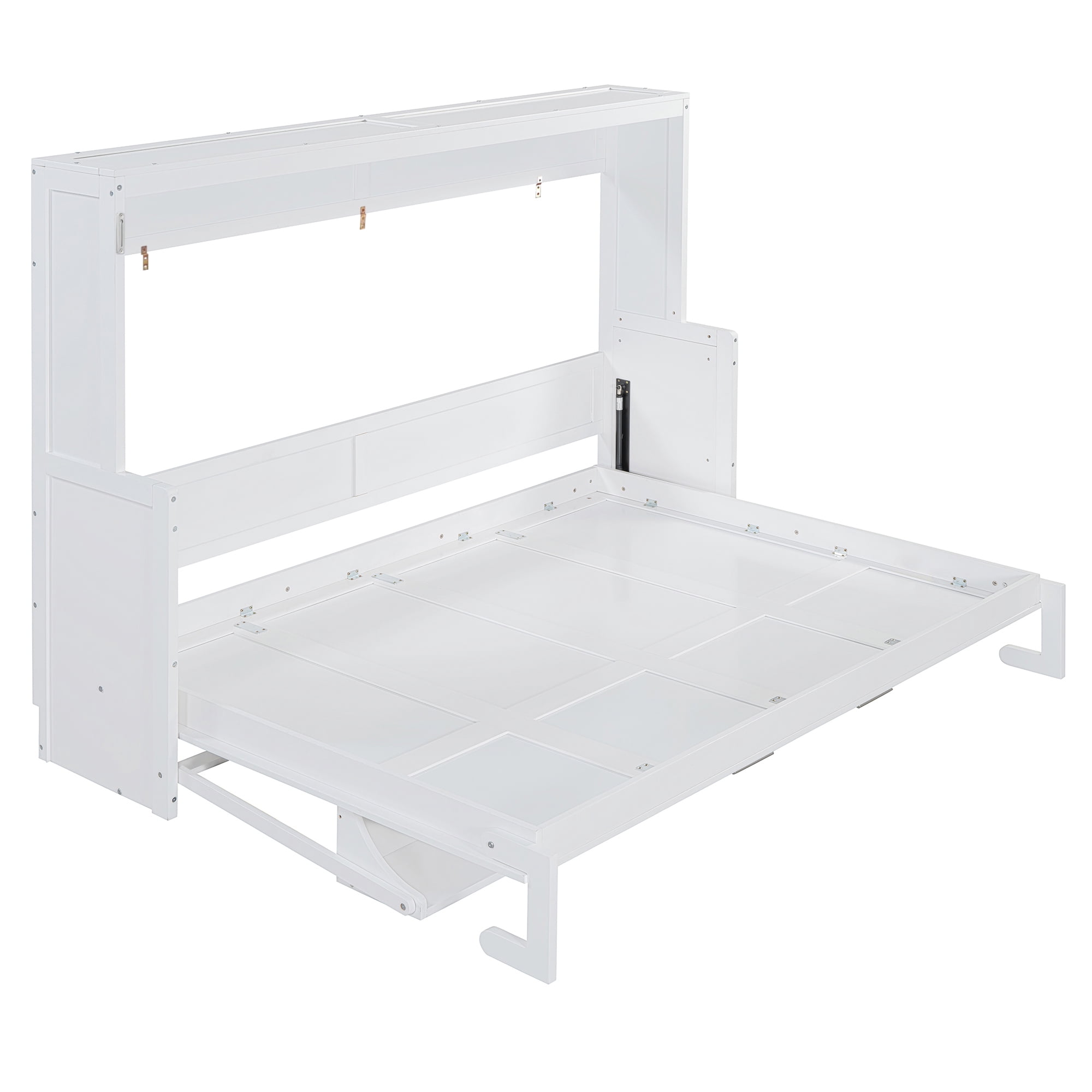 Mintazer Queen Wall Murphy Bed with Desk & Hydraulic Lift, Multifunctional Foldable Desk Bed for Small Spaces Apartments, White