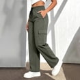 thumbnail image 5 of Women's High Waisted Cargo Pants Straight Leg Elastic Waist Multi Pocket Versatile Work Pants Solid Color Casual Sports Outdoor Hiking Streetwear Pants, 5 of 8