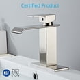 thumbnail image 5 of Wovier Brushed Nickel Waterfall Bathroom Sink Faucet with Supply Hose and Plate,Single Handle Single Hole Lavatory Faucet,Basin Mixer Tap Commercial, 5 of 7