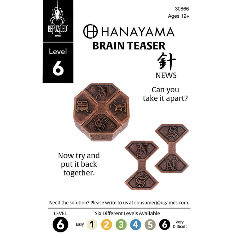 BePuzzled, News Hanayama Metal Brainteaser Puzzle Level 6 Ages 12+