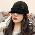 thumbnail image 5 of Slccxzc Gothic Beanie Winter Knit Hats Trendy Metal Pin Y2K Skull Cap Unisex, 5 of 7