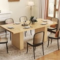 thumbnail image 5 of Hawsaiy 78" Rectangular Farmhouse Dining Table for 6–8, Large Kitchen Table with Grooved Wood Base, Thick Waterproof Top for Dining Room, Natural, 5 of 8