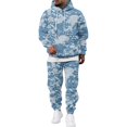 thumbnail image 2 of JULMCOMO Mens Sweatsuit Camouflage Print Drawstring Hooded Loose Fit Casual Pullover Sweatshirt Workout Jogging Pants 2 Piece Tracksuit Winter Outfits Sky Blue S, 2 of 5