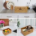 thumbnail image 5 of Wicker Shelf Baskets Bin Handwoven Seagrass Storage Basket with Lid, Rectangular Household Basket Boxes for Shelf Wardrobe Home Organizer, Caramel, M (11.42"x7.48"x4.72"H), 5 of 7