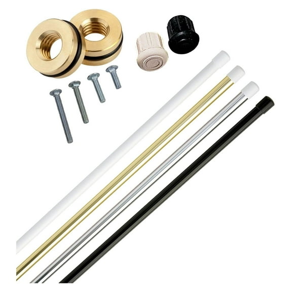 5.5'’ Color Guard Flag Pole Package by (5.5' Silver Flag Pole, White ) White Caps