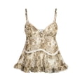 thumbnail image 5 of No Boundaries Button Front Ruffle Lace Trim Cami Top, Women's XXS-XXL, 5 of 5