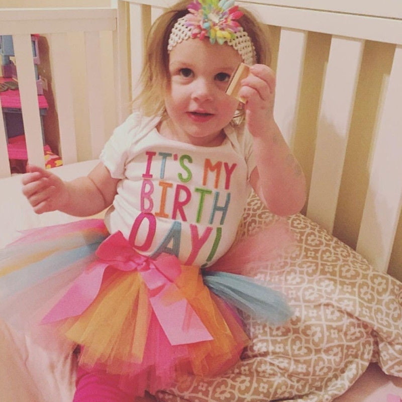Baby Girl Kid Toddler T shirt tutu Skirt Dress Outfit Set IT S MY Birthday Clothes Walmart