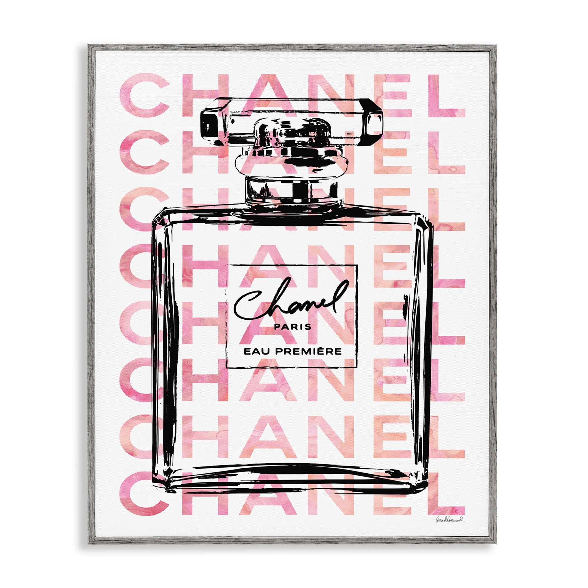 Stupell Industries Glam Perfume Bottle With Words Pink Black Framed Wall Art by Amanda Greenwood