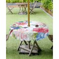 thumbnail image 4 of nqOlkjepod Watercolor Hummingbird Outdoor Tablecloth with Umbrella Hole & Zipper, Colorful Pink Blue Flowers Round Table Cover 60 Inch, Dining Waterproof Table Cloth Protector for Patio/Party/Picnic, 4 of 7