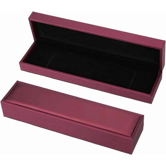1 pc PU Leather Jewelry box Velvet Interior Gift Case Long Chain box Necklace Storage Organizer Wedding Engagement box for Anniversary 22x5.6x3.6cm