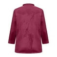 thumbnail image 5 of Holzkary 3/4 Sleeve T Shirts for Women Women's Velvet Single Breasted Top Loose Base Layer Three Quarter Sleeve Top Summer T Shirts Business Work Tee Top Hot Pink L, 5 of 6