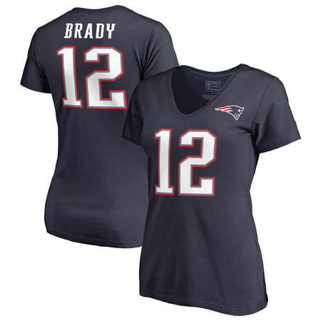 Tom Brady New England Patriots NFL Pro Line by Fanatics Branded Women's Authentic Stack Name & Number V-Neck T-Shirt -