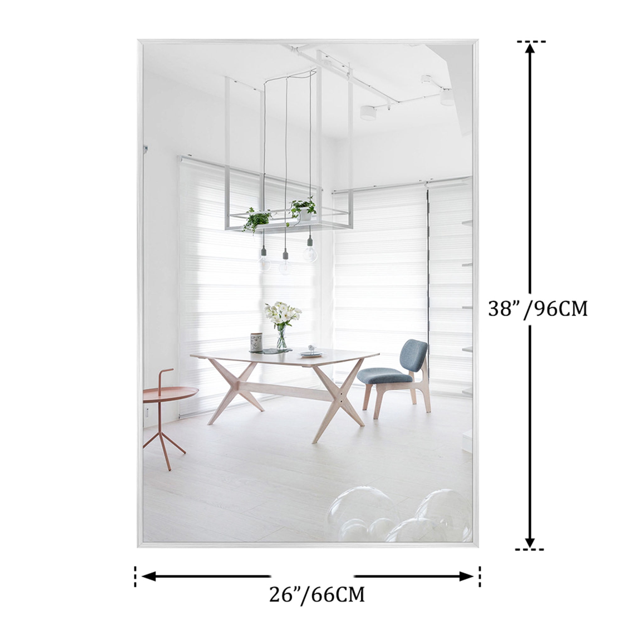38 in x 26 in White Modern Wall Mirror