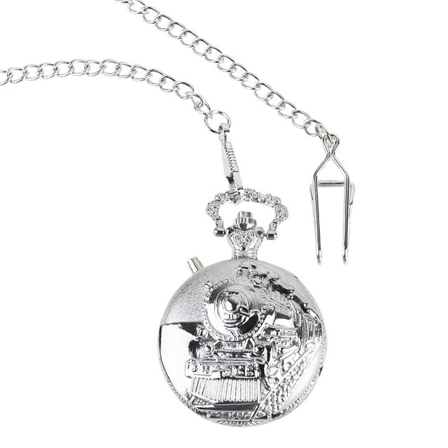 Miangastore 1pc Vintage Pocket Watch Creative Pocket Watch Locomotive Shape Design For Friends (Silver)