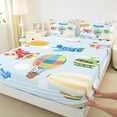 thumbnail image 3 of Homewish Cartoon Airplane Queen Sheet Sets,Colorful Hot Air Balloon Flat Sheet,Aircraft Theme Queen Fitted Sheet For Boys Kids,Super Cozy Room Decor,4-Piece, 3 of 7
