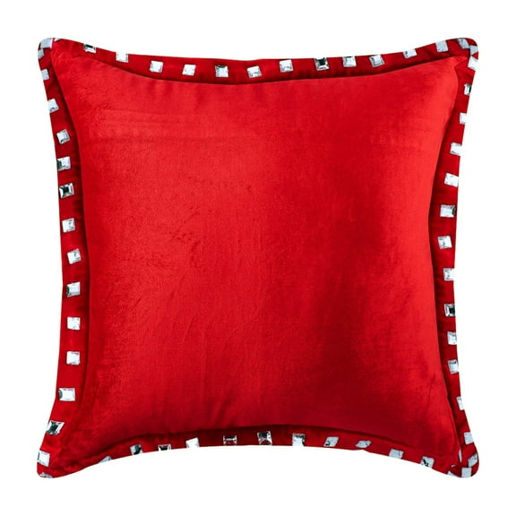 Pillow Case Custom, Red Shams, Crystals Sparkly Pillow Shams, 24x24 inch (60x60 cm) Pillow Shams, Square Velvet Pillow Shams, Solid Pillow Shams, Modern Style - Red Crystal Palace