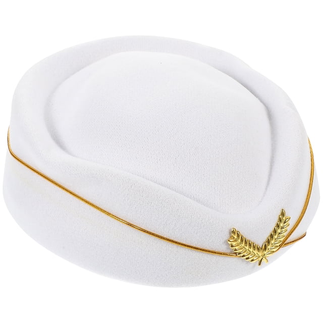 EeaseMX Sombrero de azafata de aerolínea Sombrero de actuación de escenario Sombrero de asistente de vuelo Gorra de azafata Accesorios de cosplay Beige