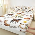 thumbnail image 3 of Manfei Western Cowboy Twin Sheet Sets,Retro Horseshoe Boots Twin Fitted Sheet,Rustic Farmhouse Cabin Flat Sheet For Boys Kids,Ultra Soft Home Decor,3pcs, 3 of 7