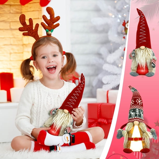 Ganfancp Decoraciones de Navidad Papá Noel Adorno Luminoso Muñeca de Tela Regalo de Cumpleaños para El Hogar Decoración Navideña de Vacaciones Rebajas Flash Deals 1X Muñeca