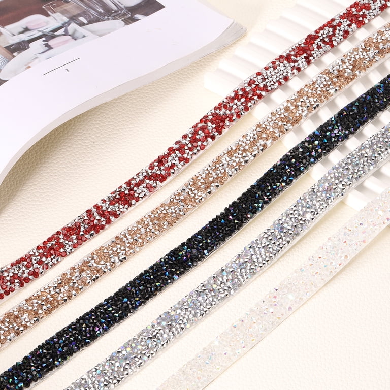 Uxcell Crystal Rhinestone Ribbon Roll 1 Yard x 0.6 inch Self